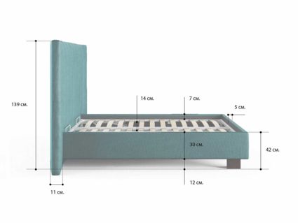 Кровать Сонум Barbara Кашемир Синий (с подъемным механизмом) 200х190